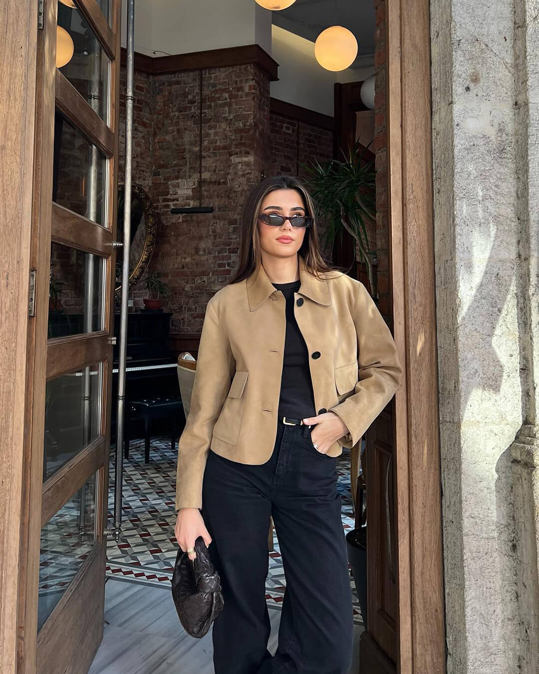 Stylische Blazerjacke Wildleder Leder