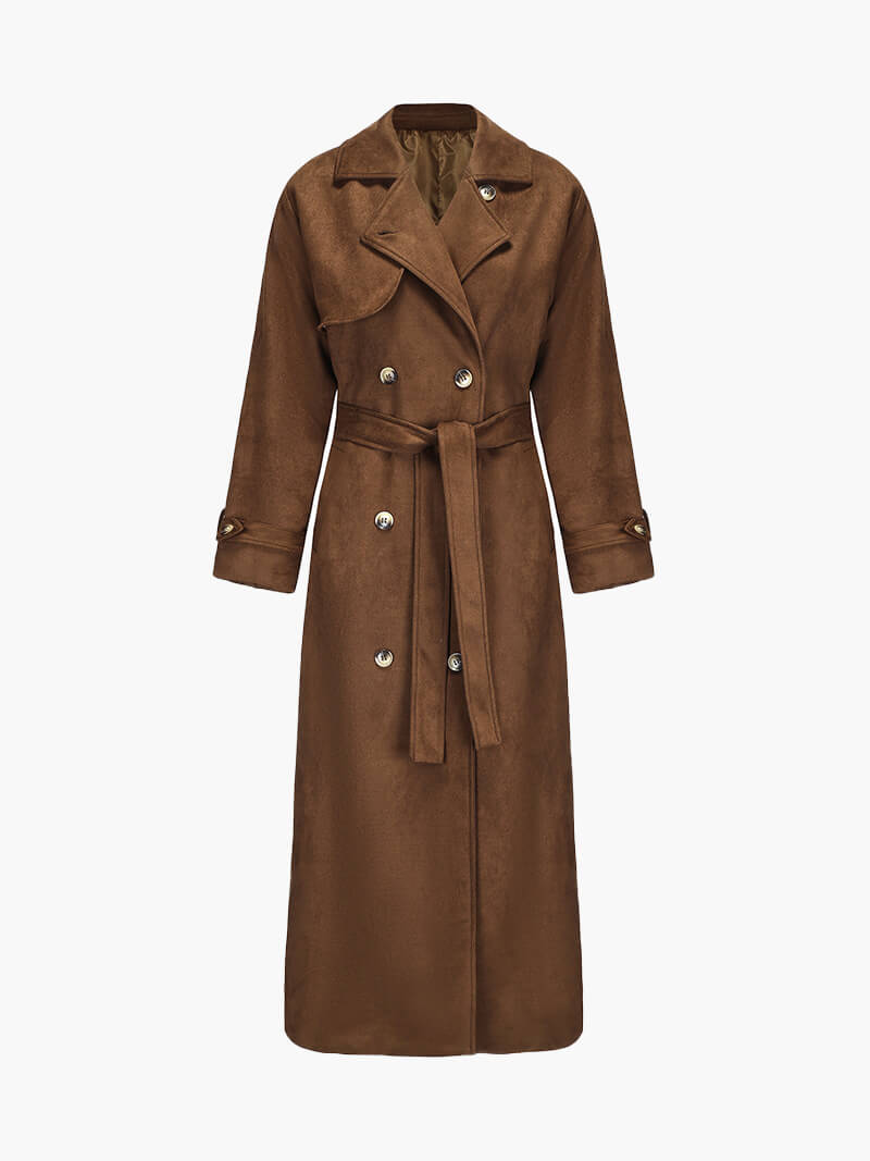 Stylischer Trenchcoat Kunstleder Damen - IdealeKleiden