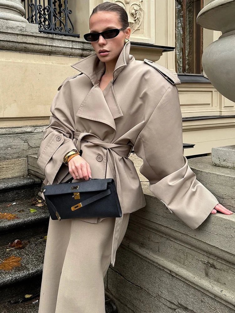 Klassischer Trenchcoat Damen Kurz - IdealeKleiden