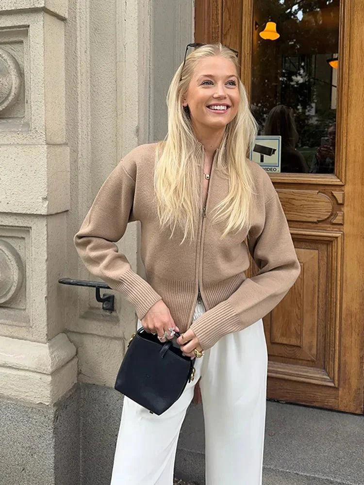 Praktischer Cardigan Reißverschluss Damen
