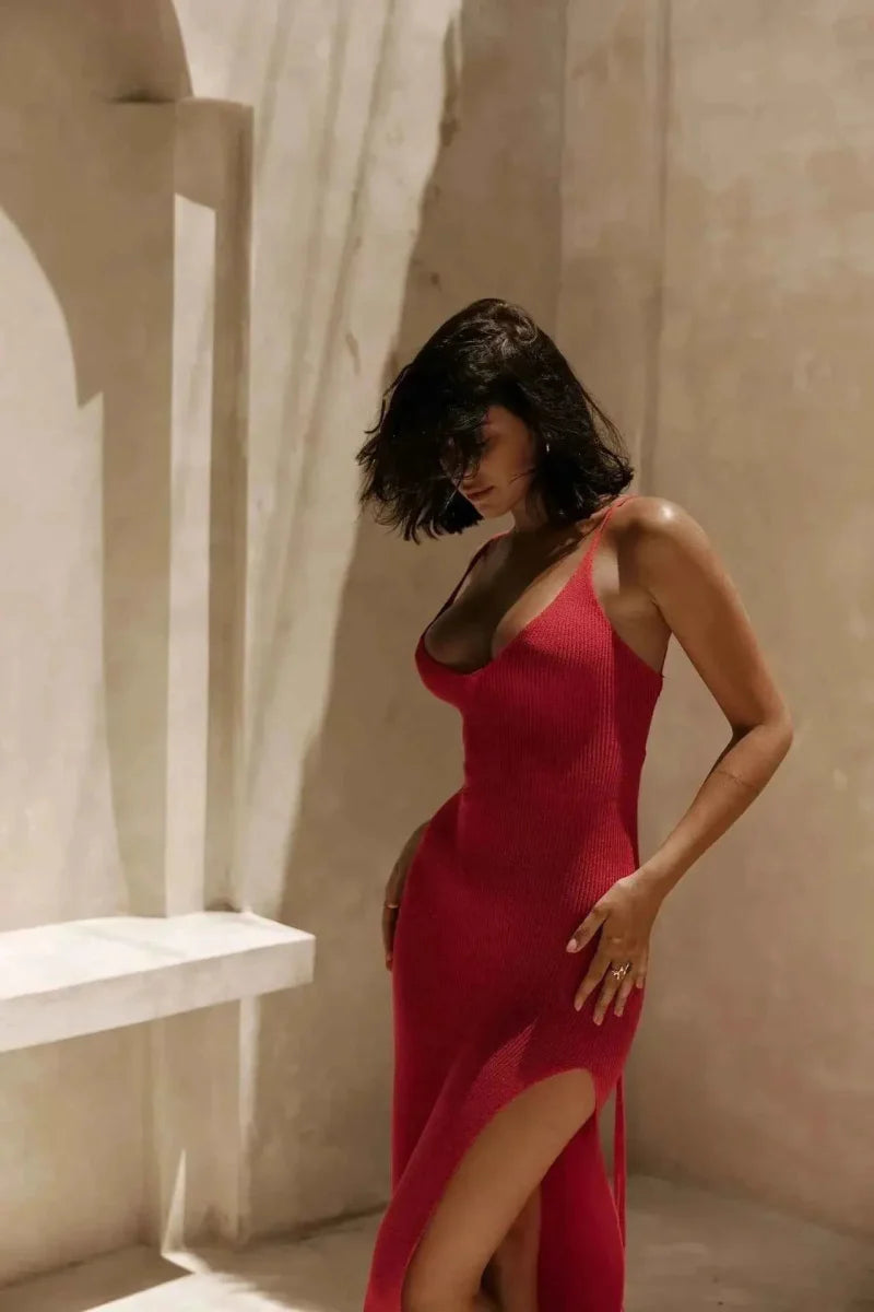 Backless Maxikleid Mit Tiefem Rückenausschnitt