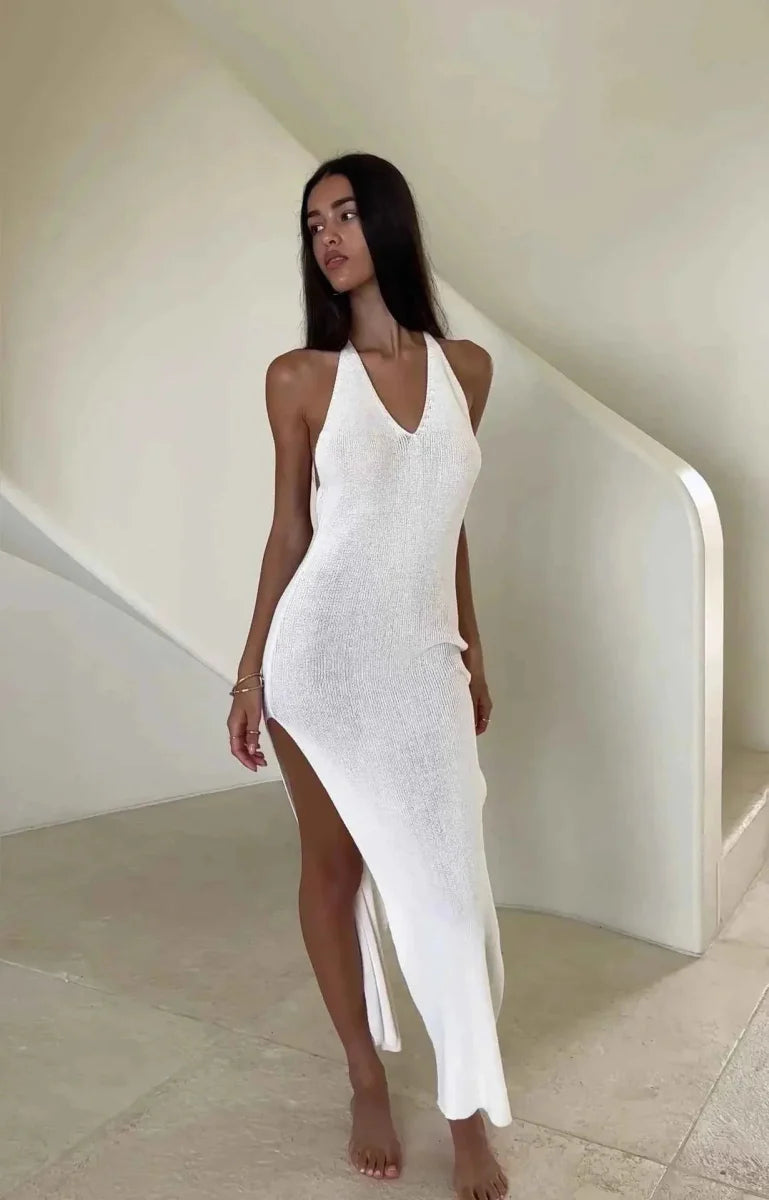Backless Maxikleid Mit Tiefem Rückenausschnitt - IdealeKleiden