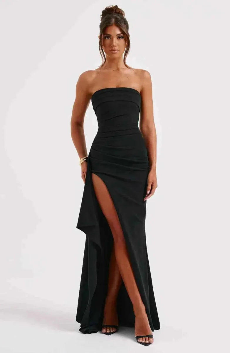 Elegantes Abendkleid mit Hohem Schlitz und Drapierung - IdealeKleiden