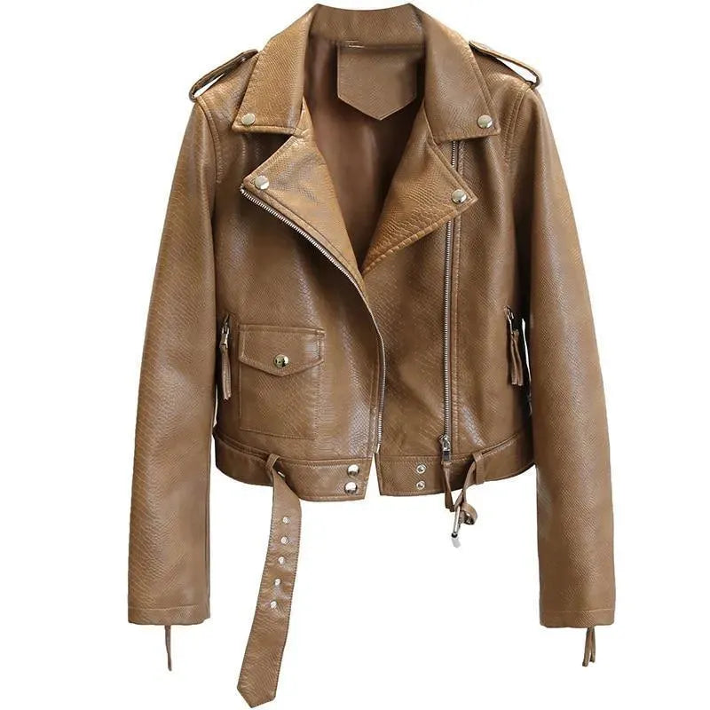Stylische Lederjacke Damen Elegant Schnitt