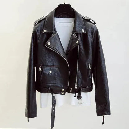 Stylische Lederjacke Damen Elegant Schnitt