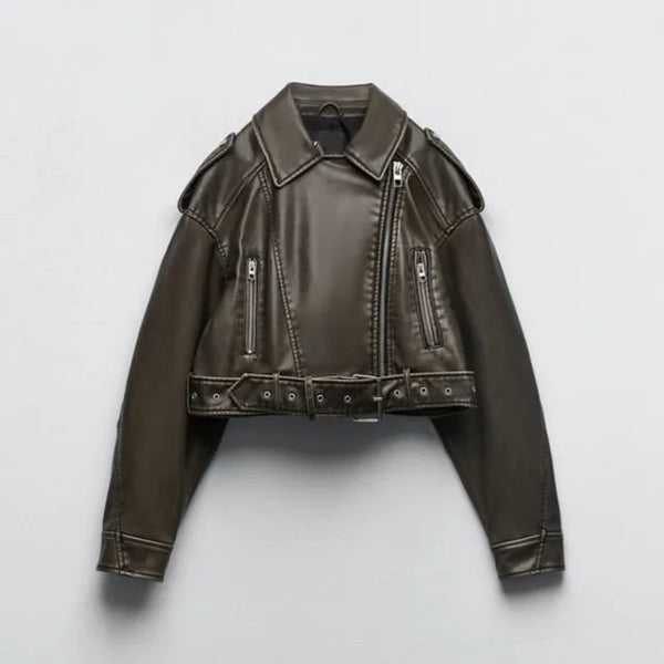 Damen Kurzjacke Gürtel Schnitt