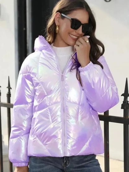 Stylische Damen-Parka mit Glanz-Kapuze