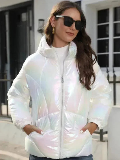 Stylische Damen-Parka mit Glanz-Kapuze