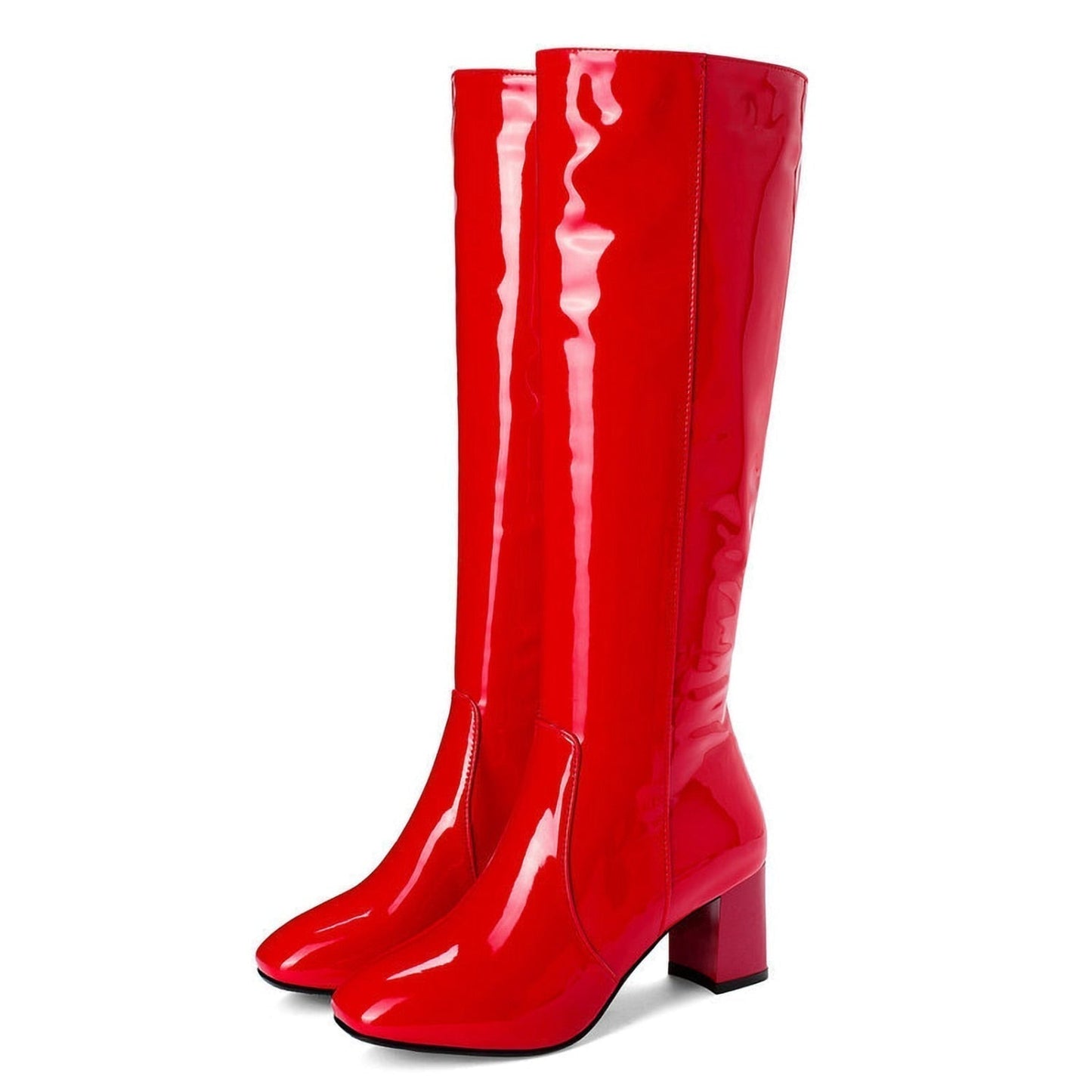 Elegante Damenstiefel Hochglanz Leder - IdealeKleiden