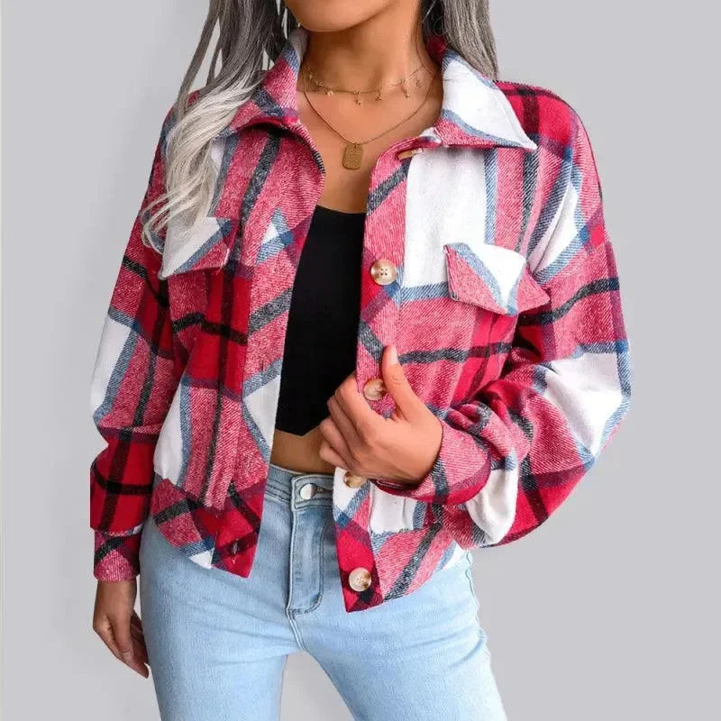 Stylischer Karomantel Damen Locker Fit