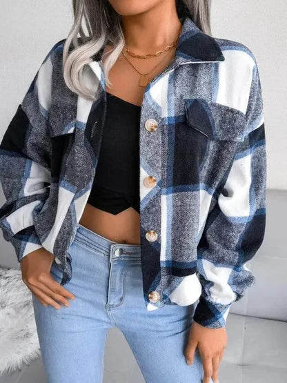 Stylischer Karomantel Damen Locker Fit