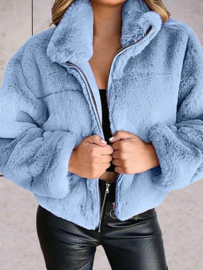 Kuschelige Kunstpelz-Jacke Warm Soft Mit Reißverschluss