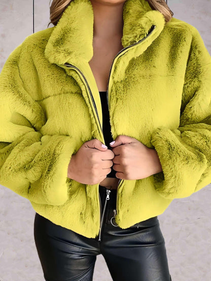 Kuschelige Kunstpelz-Jacke Warm Soft Mit Reißverschluss