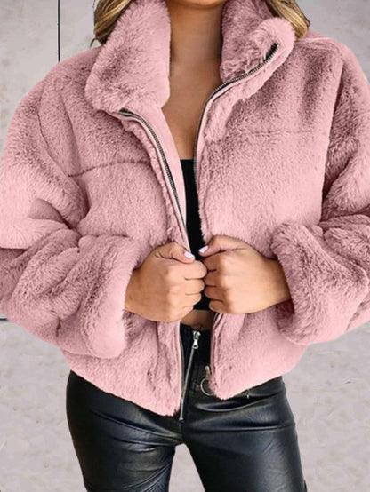 Kuschelige Kunstpelz-Jacke Warm Soft Mit Reißverschluss