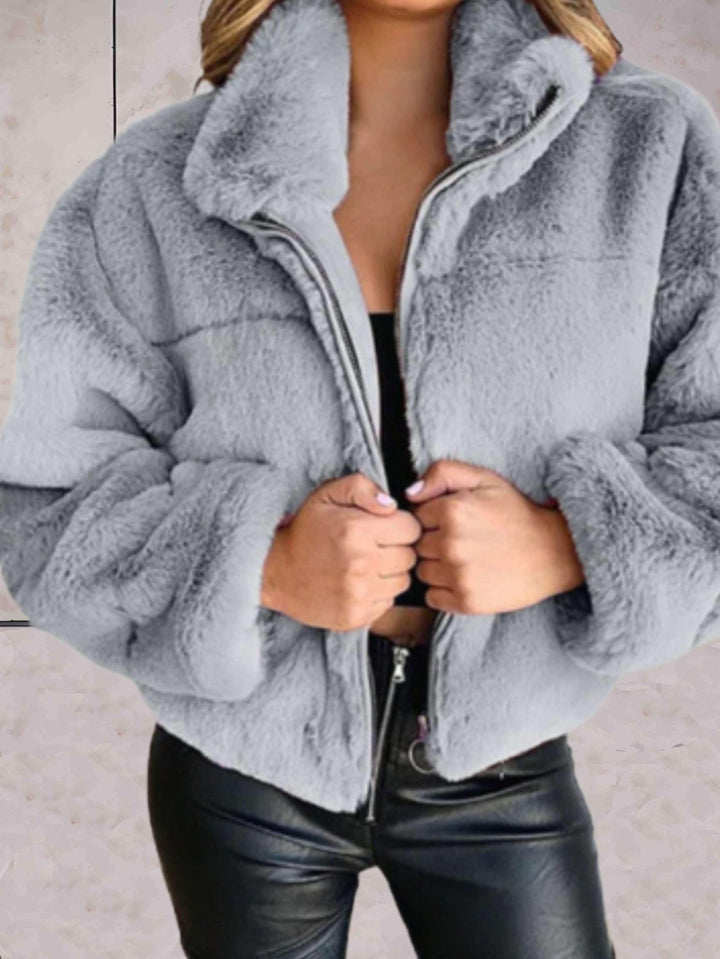 Kuschelige Kunstpelz-Jacke Warm Soft Mit Reißverschluss