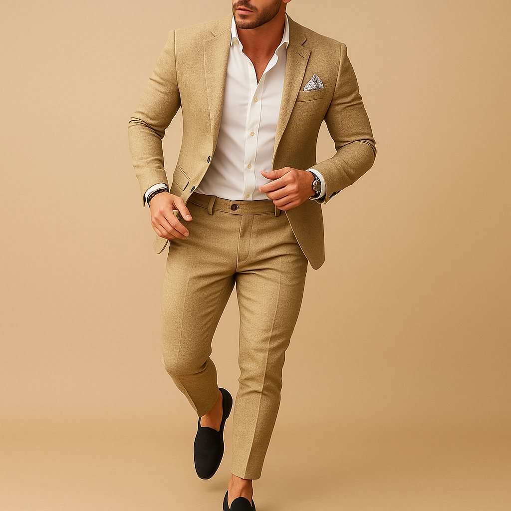 Herren Anzug Slim Fit Elegant Schwarz