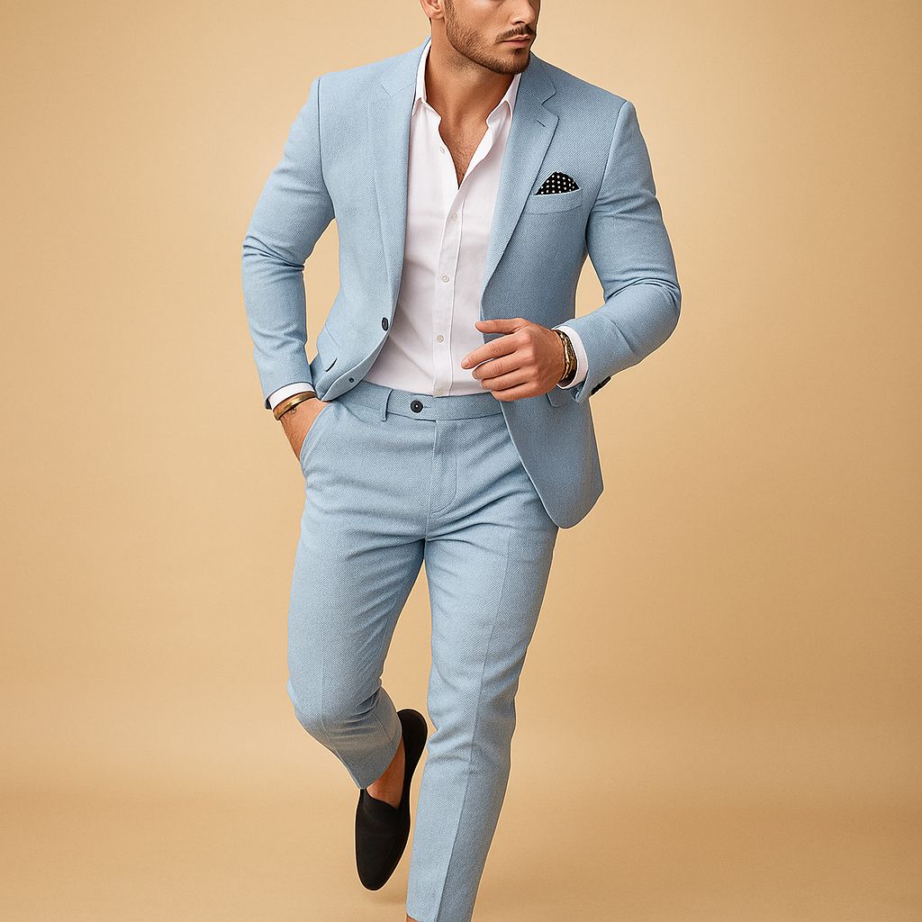 Herren Anzug Slim Fit Elegant Schwarz