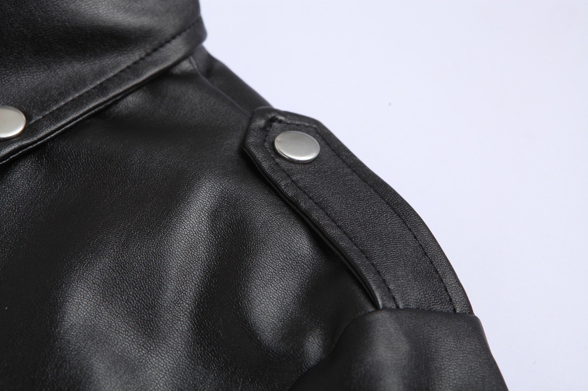 Herren Lederjacke Slim Fit Motorrad Style Stehkragen - IdealeKleiden