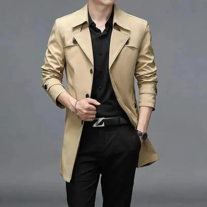 Stylischer Herren Trenchcoat Slim Fit Modern