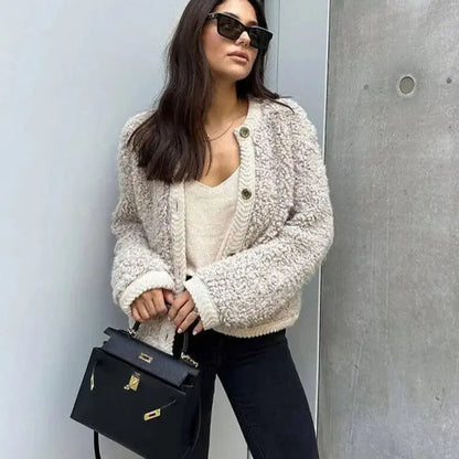 Weicher Teddy Cardigan Frauen - IdealeKleiden