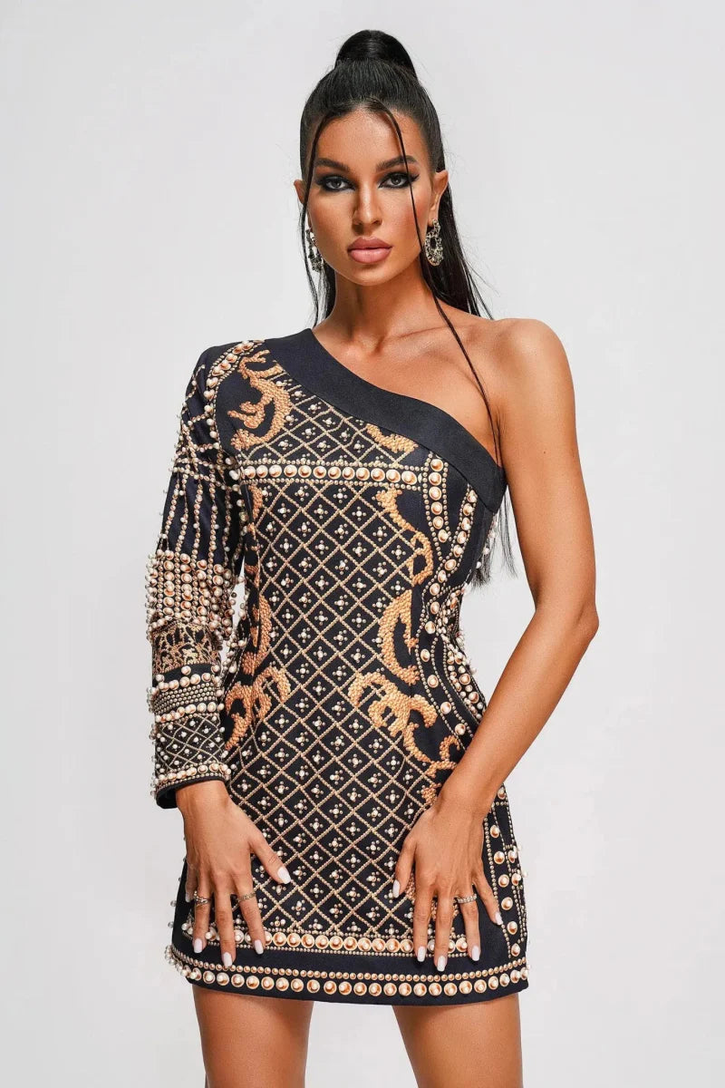 Elegantes Minikleid mit Perlenstickerei - IdealeKleiden