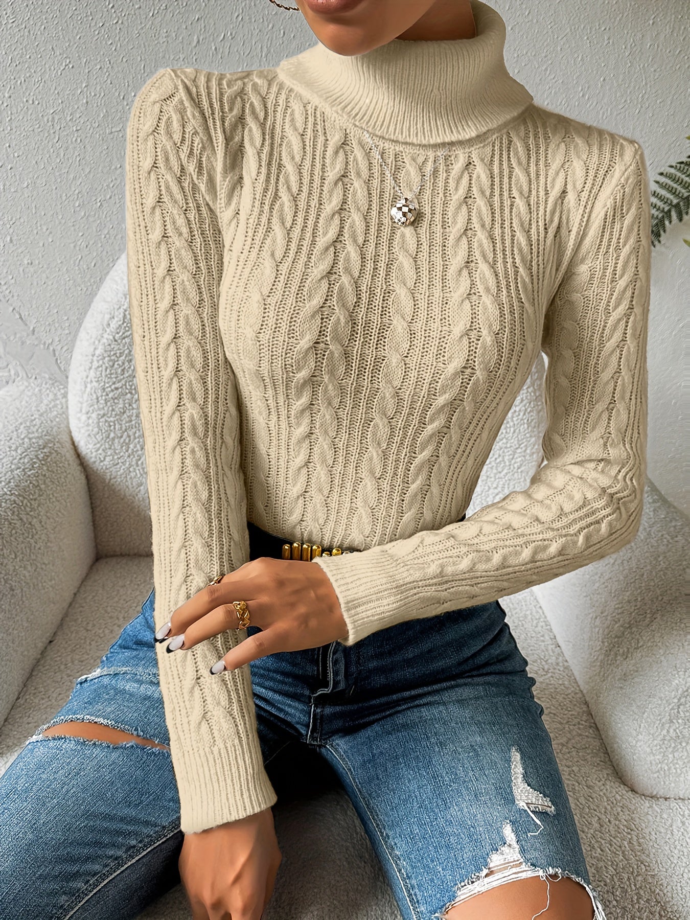 Weich Rollkragen Pullover Damen Qualität