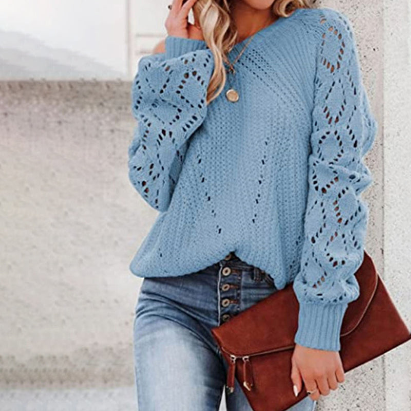 Stilvolle Pullover Damen | Eleganter Hohlstrick Sweater