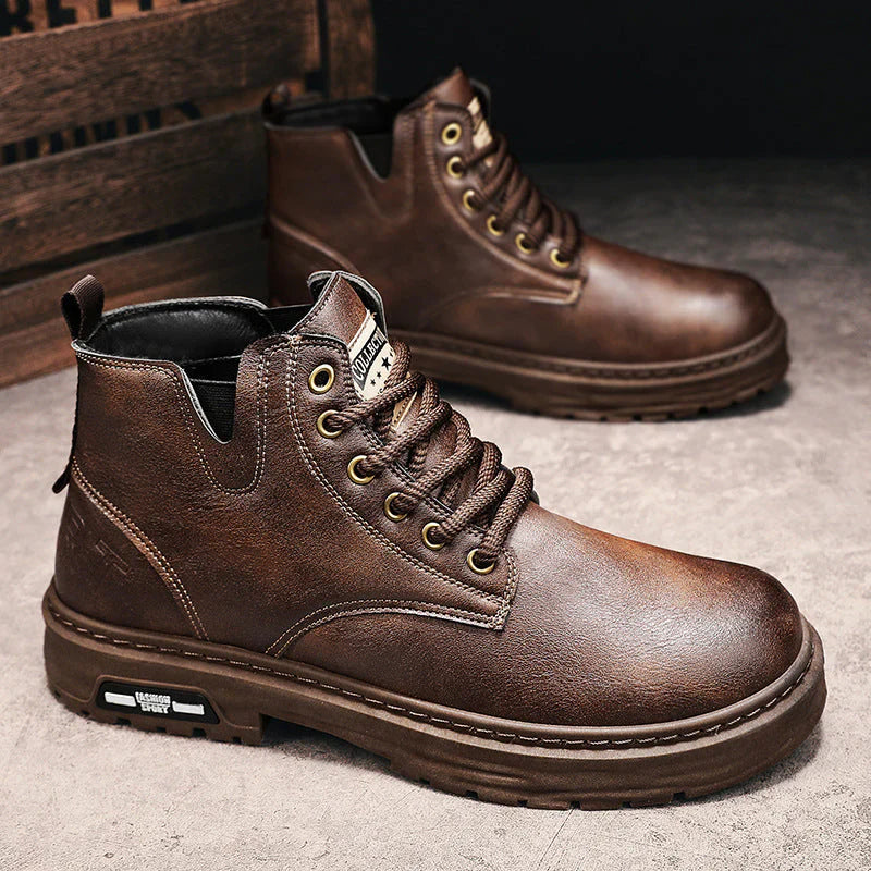 Retro Schnürstiefel aus Vintage Leder Optik