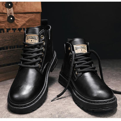 Retro Schnürstiefel aus Vintage Leder Optik