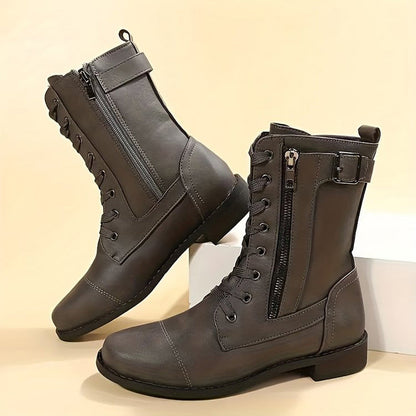 Bequeme Stiefel Damen Seitenzip Komfort - IdealeKleiden