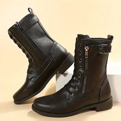 Stilvolle Stiefel Mit Dickem Absatz Mittlerer Schaft