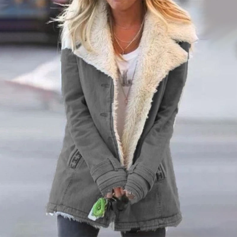 Stylische Winterjacke Damen Reverskragen - IdealeKleiden