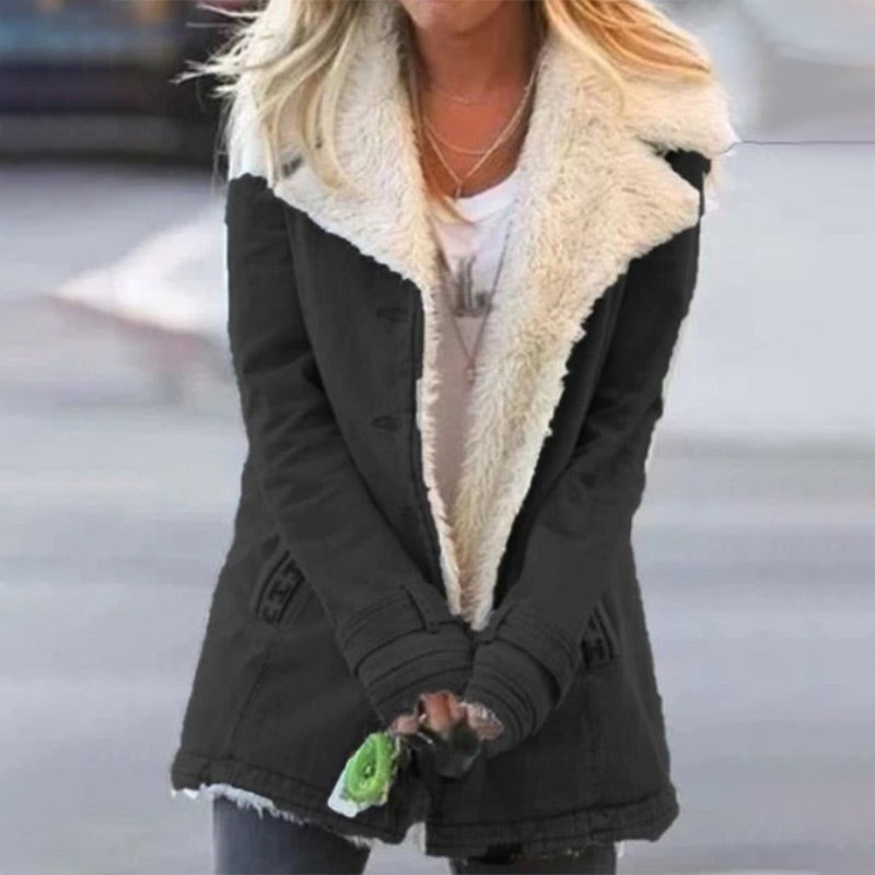 Stylische Winterjacke Damen Reverskragen