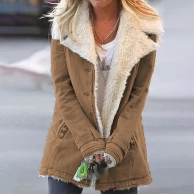 Stylische Winterjacke Damen Reverskragen