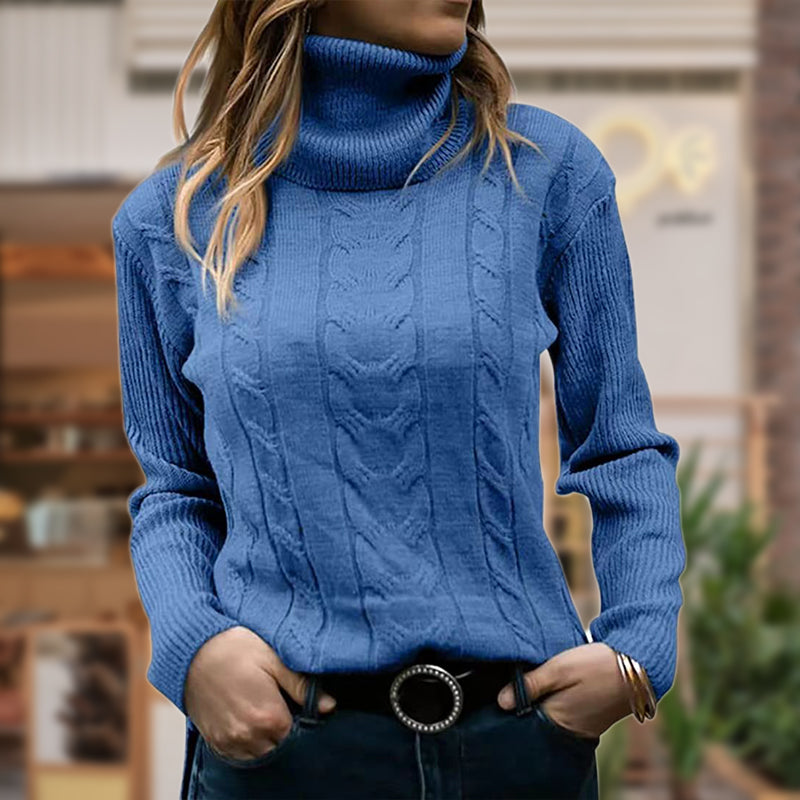 Damen Rollkragenpullover Elegante Langarm
