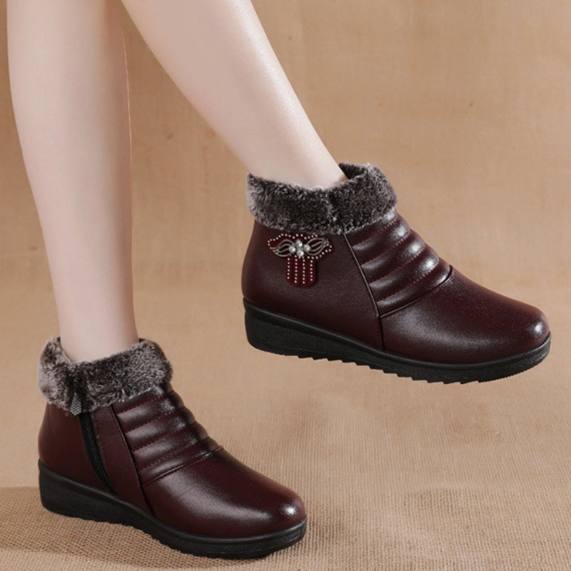 Moderne Damenstiefel mit Kunstfell Innenfutter
