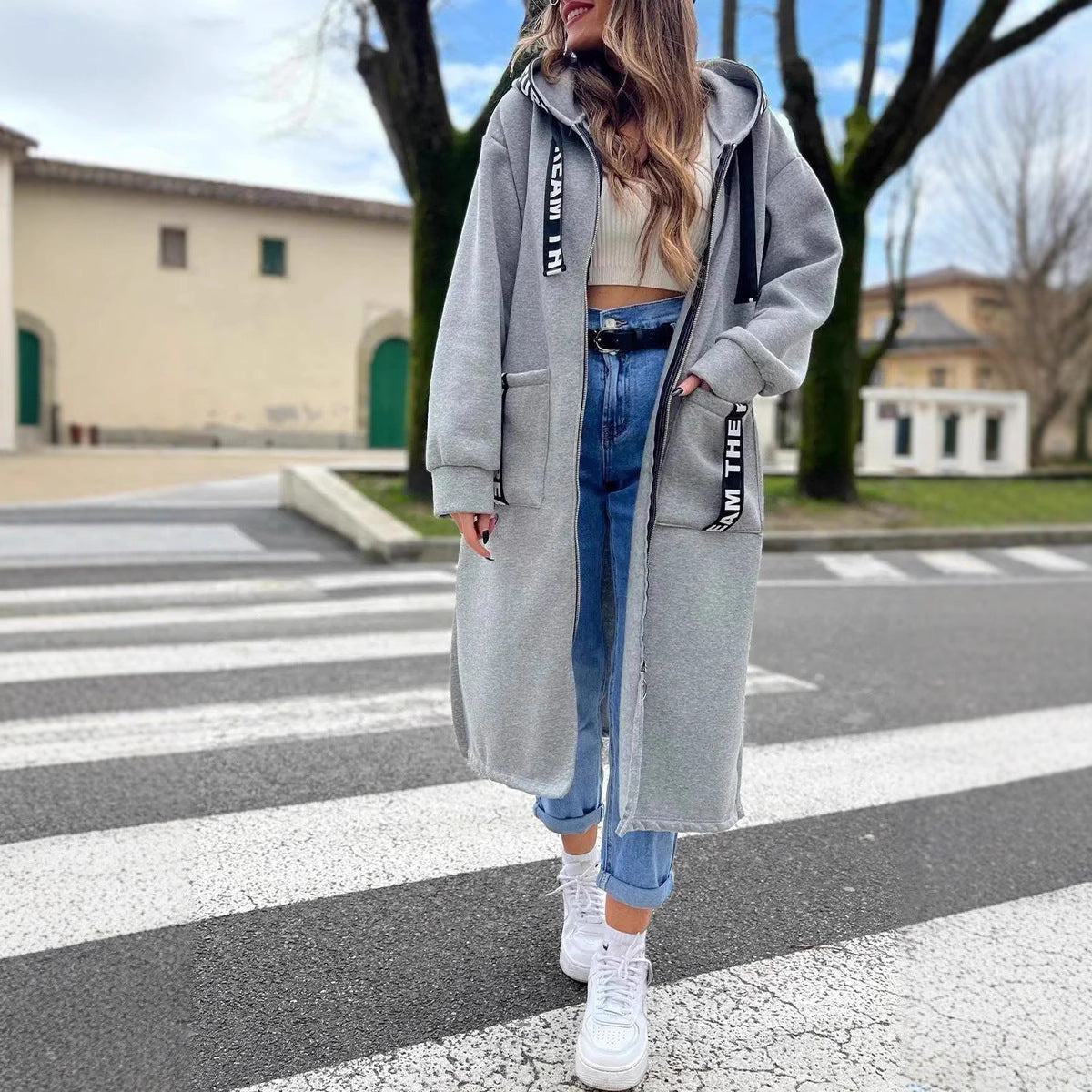 Klassisches Sweatshirt Lang Kapuze