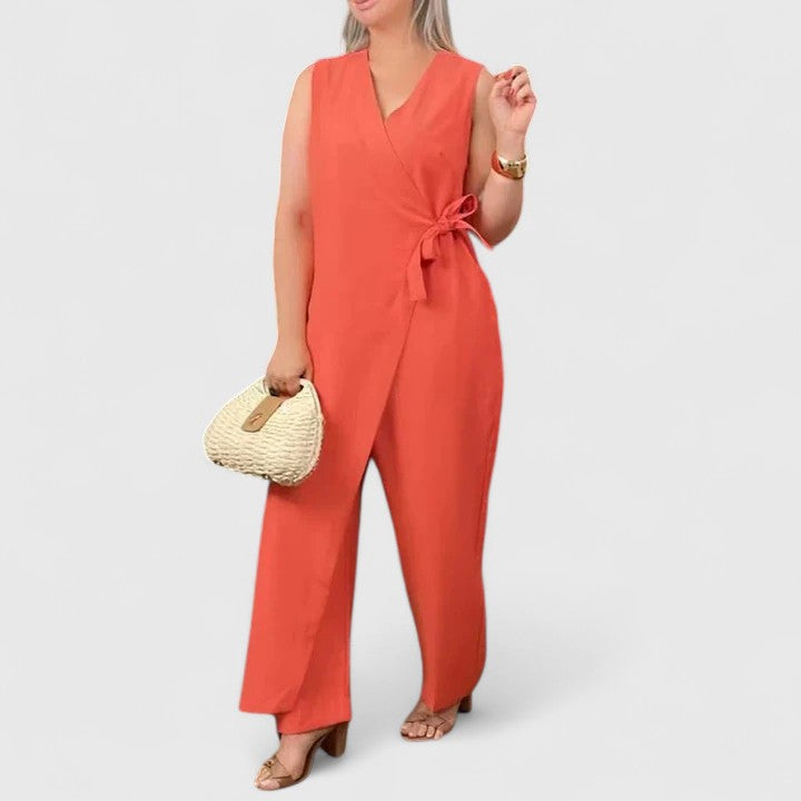 Damen Jumpsuit Sommer Wickel Design - IdealeKleiden