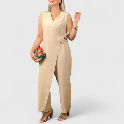 Damen Jumpsuit Sommer Wickel Design