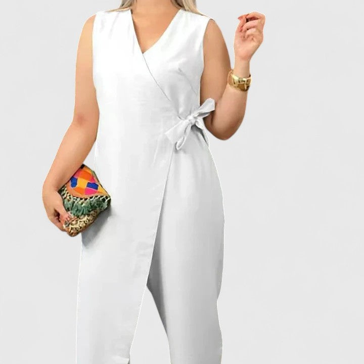 Damen Jumpsuit Sommer Wickel Design