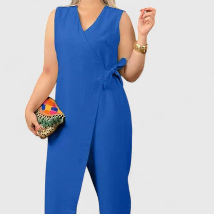 Damen Jumpsuit Sommer Wickel Design