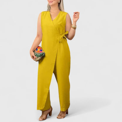 Damen Jumpsuit Sommer Wickel Design