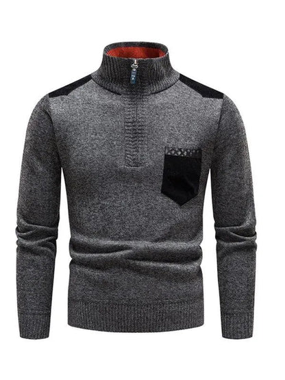 Patchwork Pullover Männer Rollkragen Modern