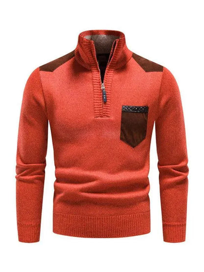 Patchwork Pullover Männer Rollkragen Modern