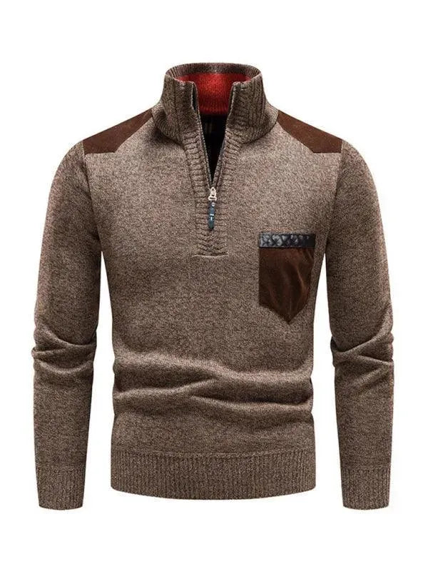 Patchwork Pullover Männer Rollkragen Modern