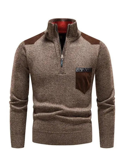 Patchwork Pullover Männer Rollkragen Modern