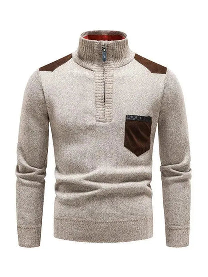 Patchwork Pullover Männer Rollkragen Modern