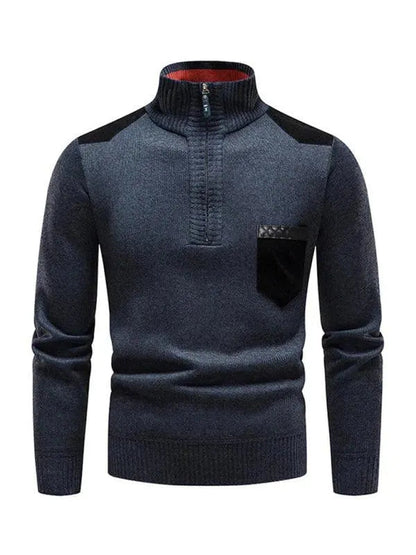 Patchwork Pullover Männer Rollkragen Modern