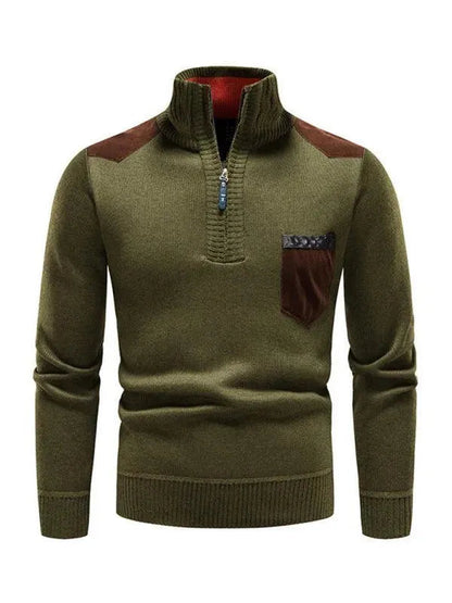 Patchwork Pullover Männer Rollkragen Modern