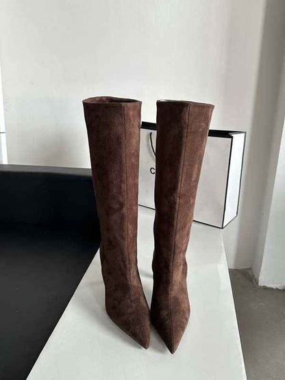 Damen Stiefel Wildleder Look Elegant